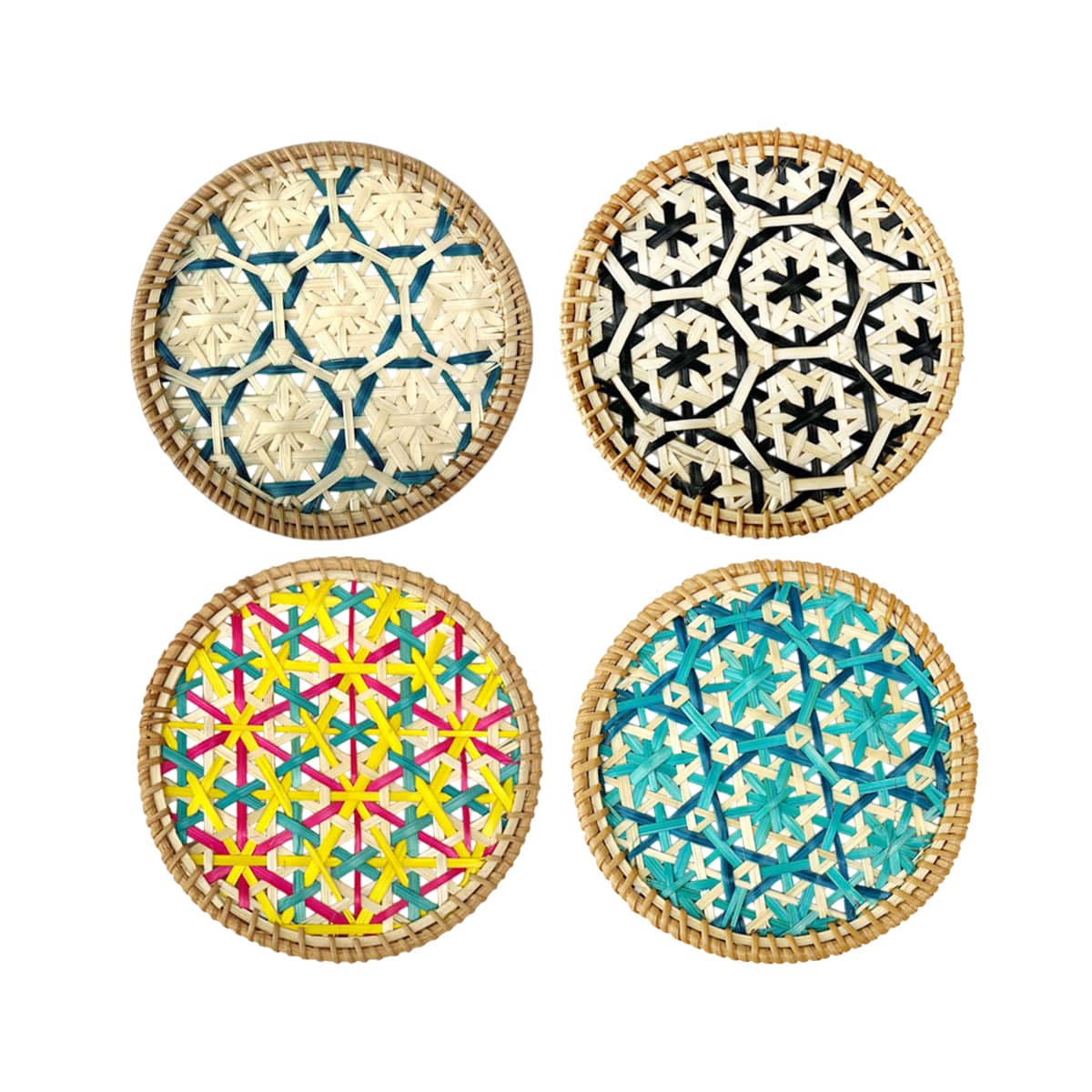 Bamboo Woven Cup Mat Bowl Pad Heat Resistant Set of 4 for Kitchen and Dining Table, 16 cm - view 2