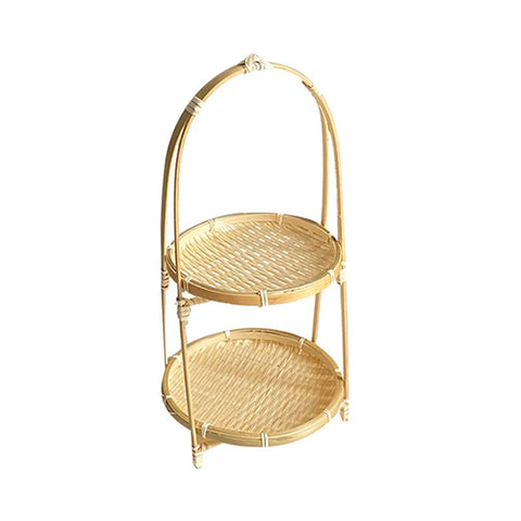 Bamboo Woven Handbasket with Round Handle - Double Layer