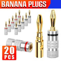 Banana Plugs for Speaker Cable, 24K Gold Plated, Pack of 20