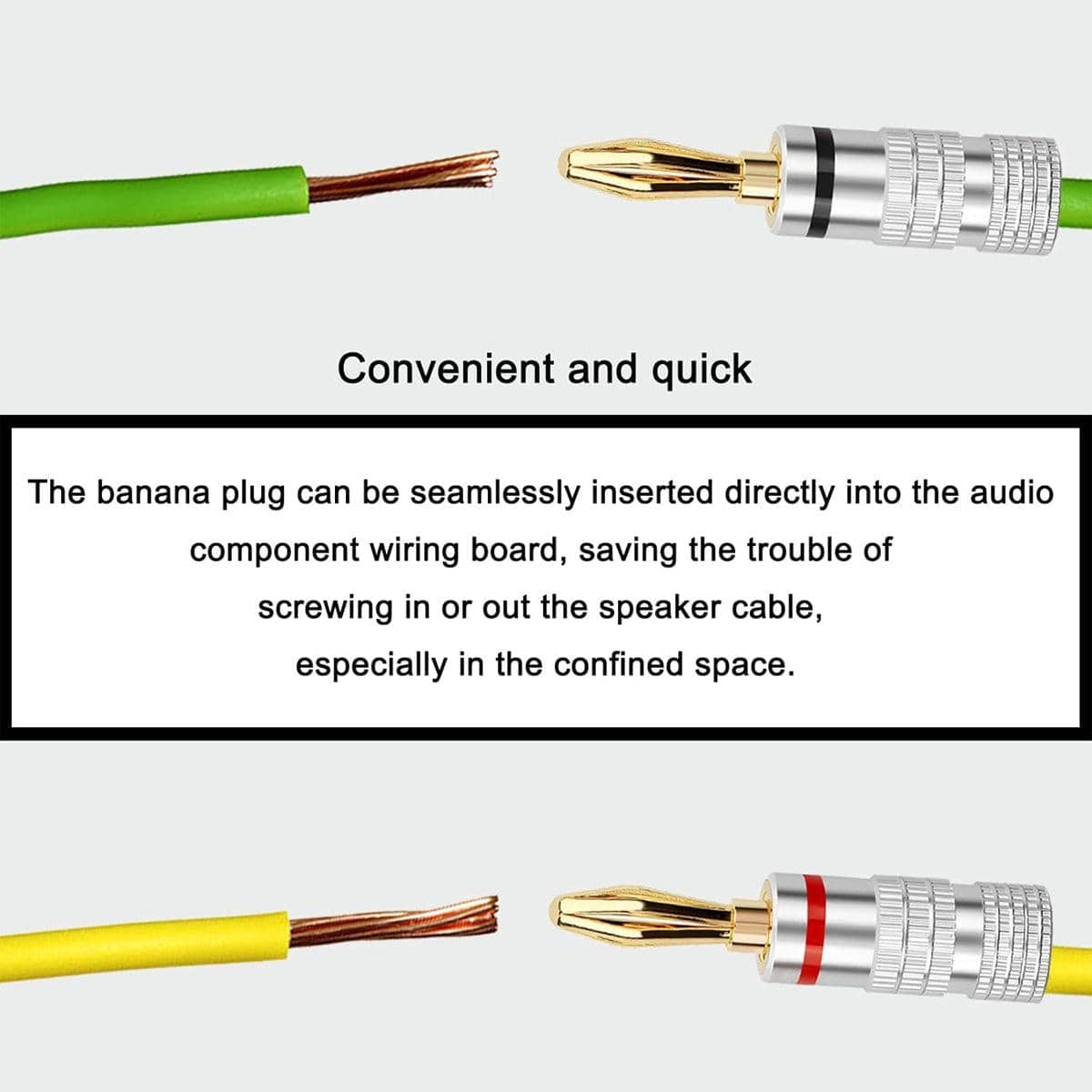 Banana Plugs for Speaker Cable, 24K Gold Plated, Pack of 20 - view 4