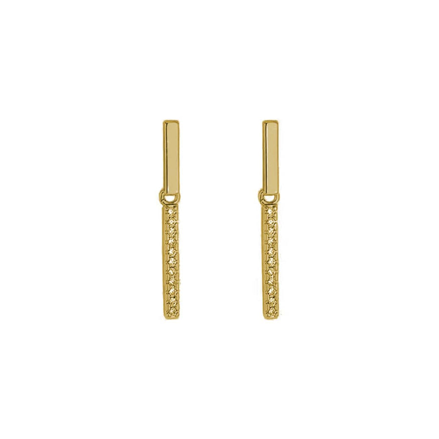 Bar Drop Earrings for Women - Slim Gold-Tone Bars with Sparkling Detail