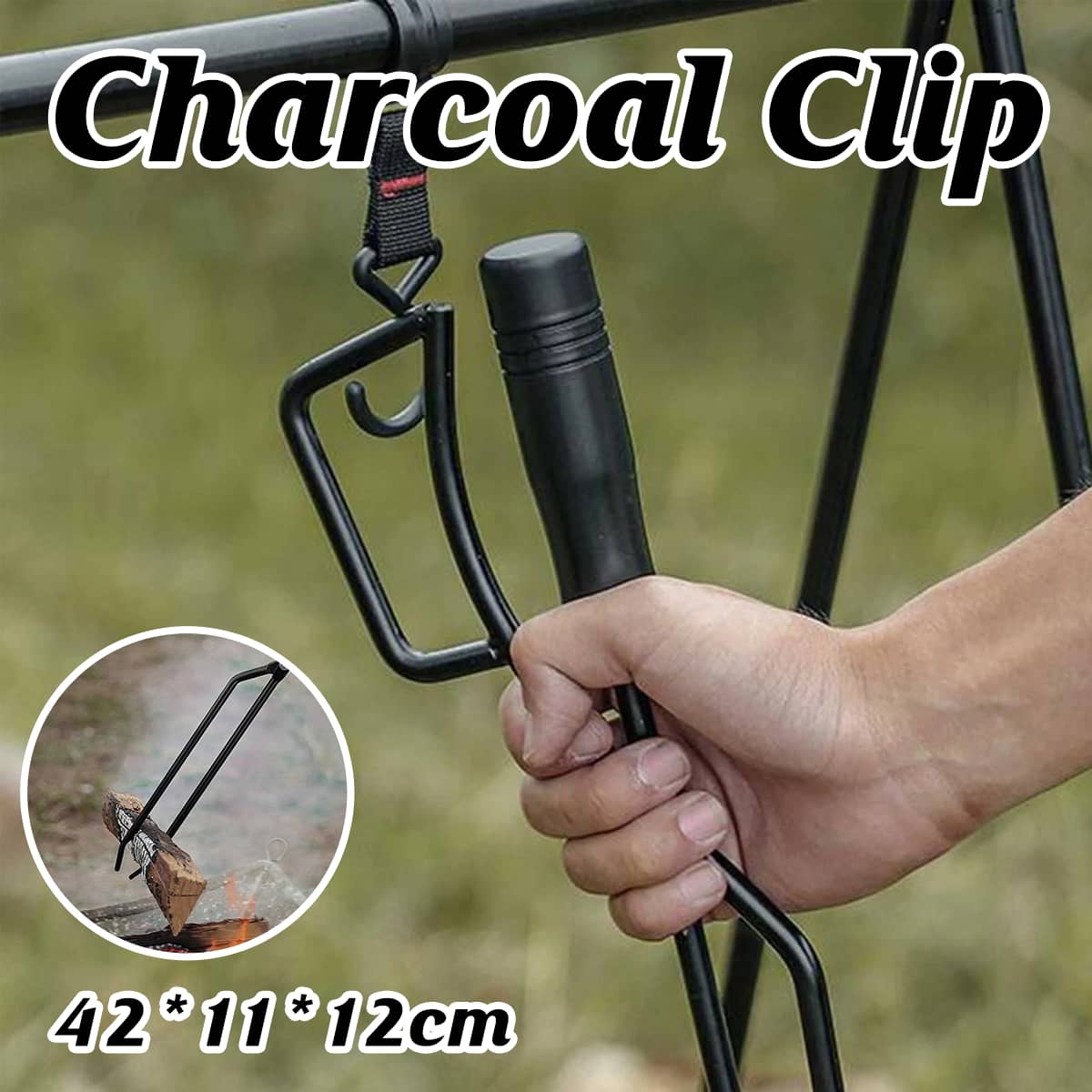 Barbecue Charcoal Tongs Fire Lifting Tool Metal Clamp for Outdoor Cooking Grill