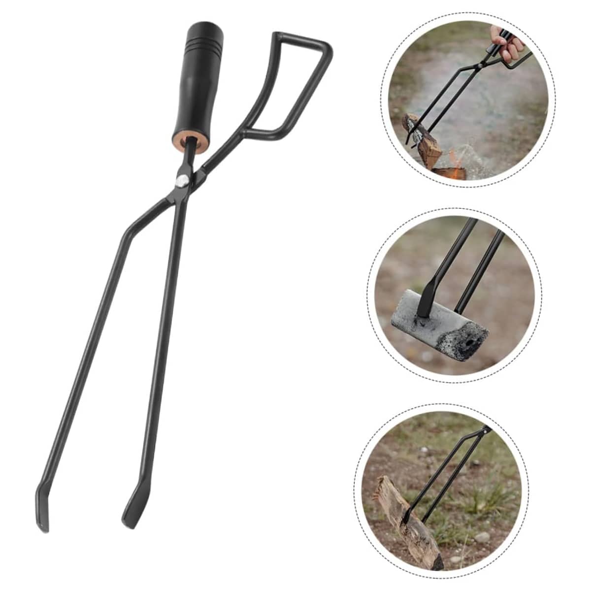 Barbecue Charcoal Tongs Fire Lifting Tool Metal Clamp for Outdoor Cooking Grill - view 4