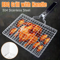 Barbecue Grilling Basket with Folding Handle, 304 Stainless Steel
