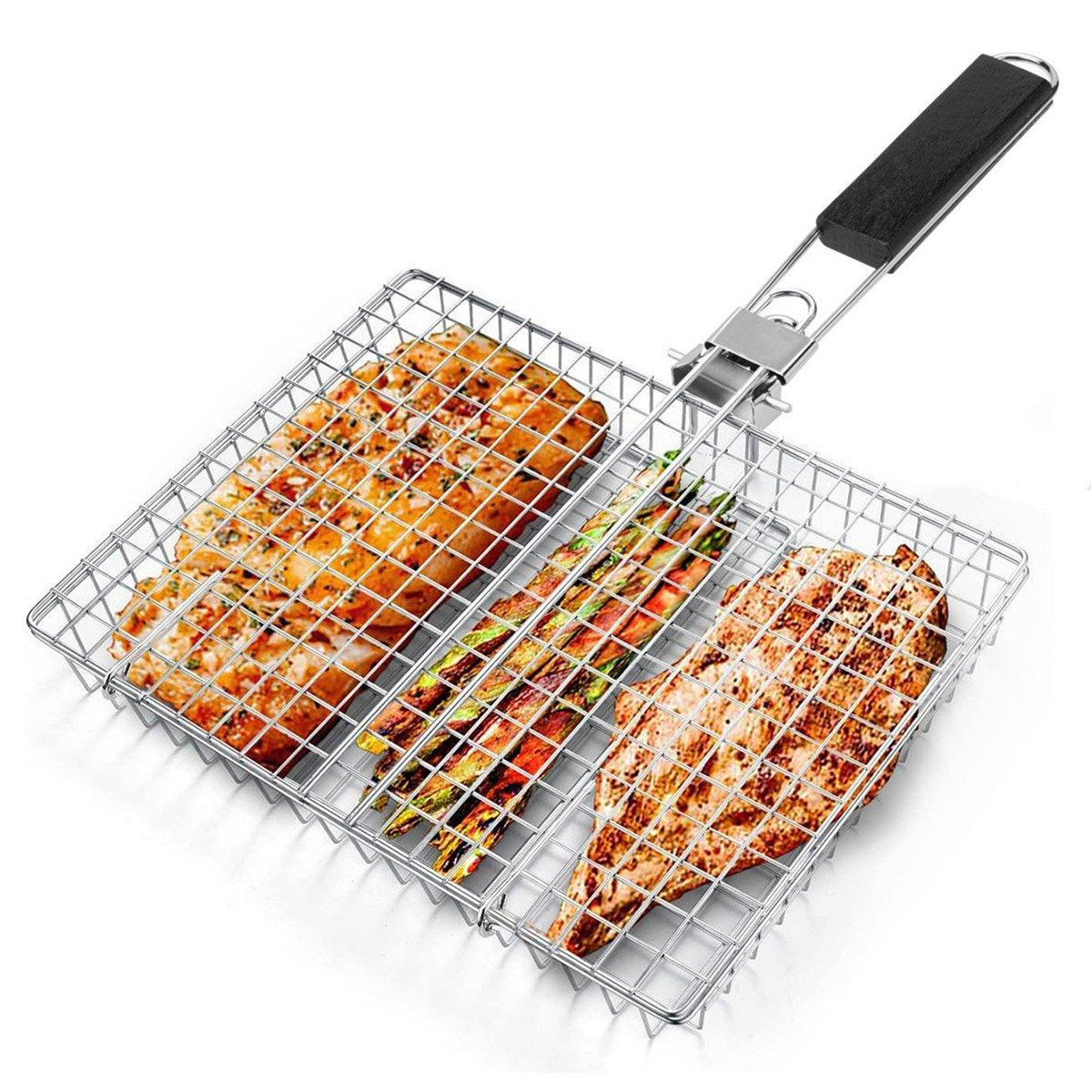 Barbecue Grilling Basket with Folding Handle, 304 Stainless Steel - view 2