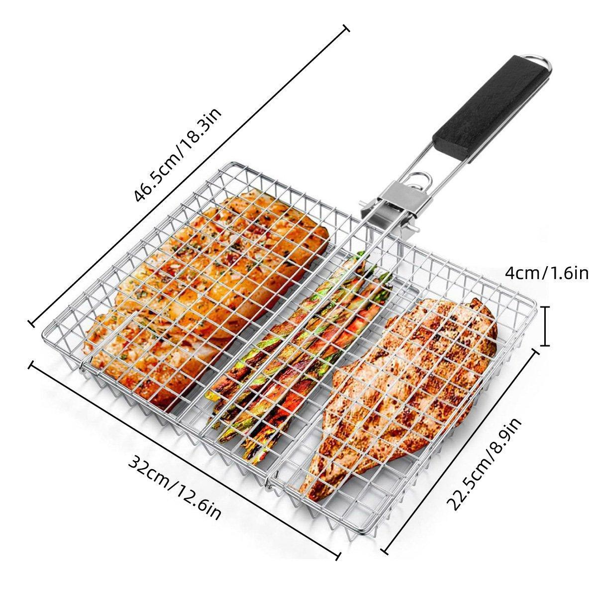 Barbecue Grilling Basket with Folding Handle, 304 Stainless Steel - view 3