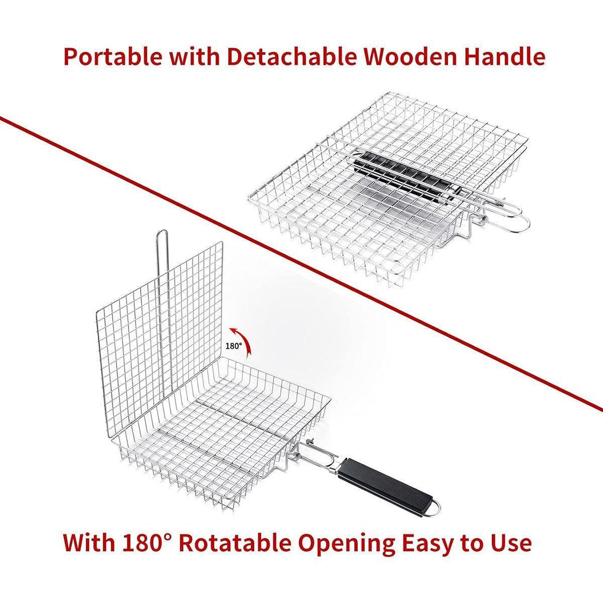Barbecue Grilling Basket with Folding Handle, 304 Stainless Steel - view 5