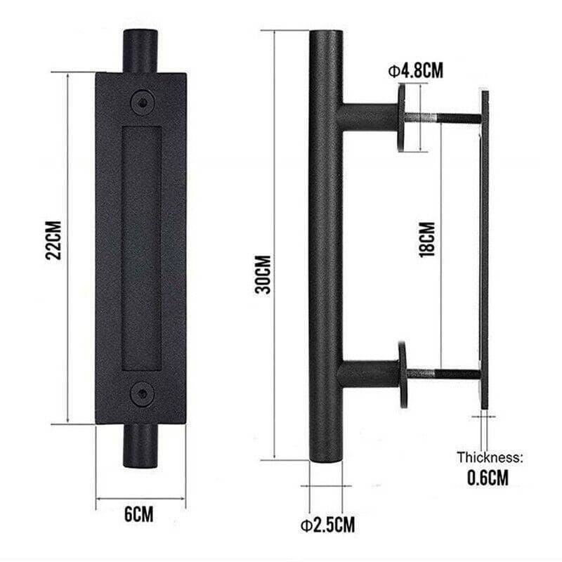 Barn Door Handle Set in Matte Black Stainless Steel, 30 cm - view 3