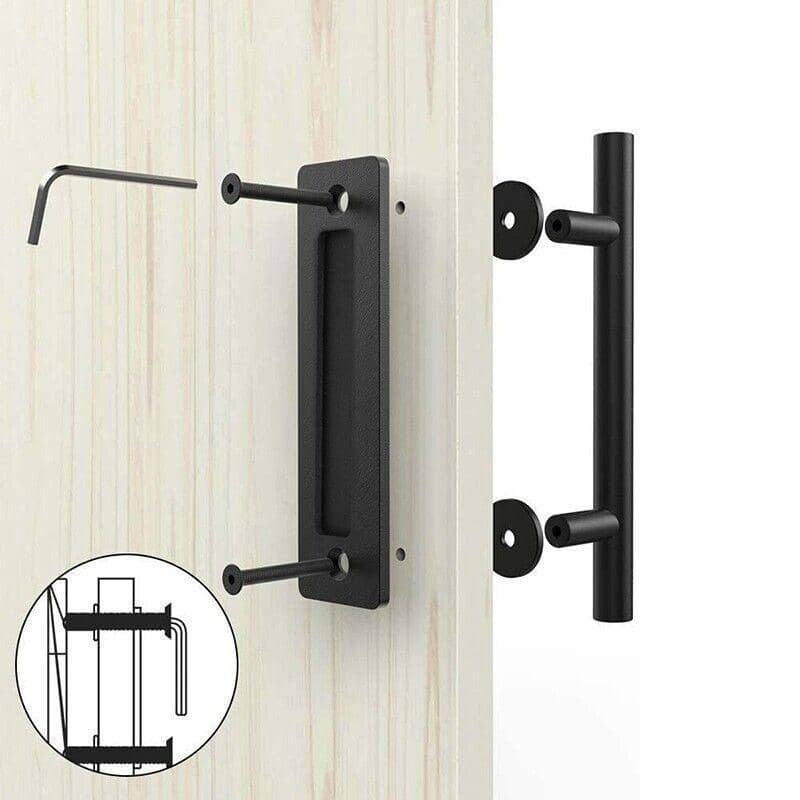 Barn Door Handle Set in Matte Black Stainless Steel, 30 cm - view 4