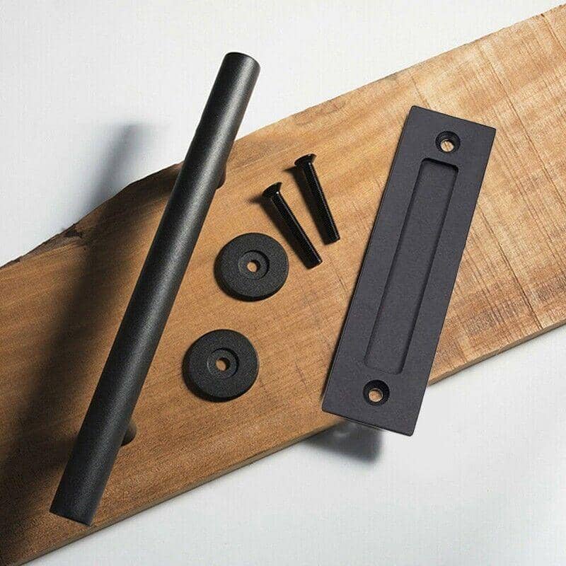Barn Door Handle Set in Matte Black Stainless Steel, 30 cm - view 5