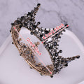 Baroque Princess Full Circle Crown for Birthdays and Weddings - Black Crystals - view 3