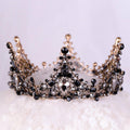 Baroque Princess Full Circle Crown for Birthdays and Weddings - Black Crystals - view 5