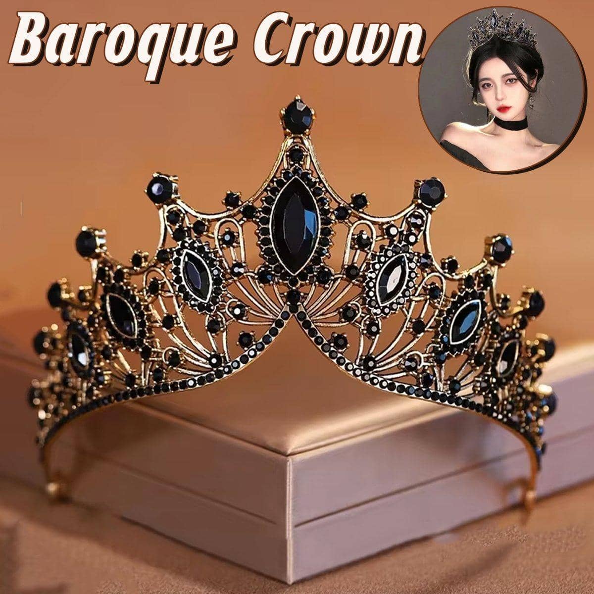 Baroque Style Bridal Tiara Crown, Wedding Party Headpiece for Women