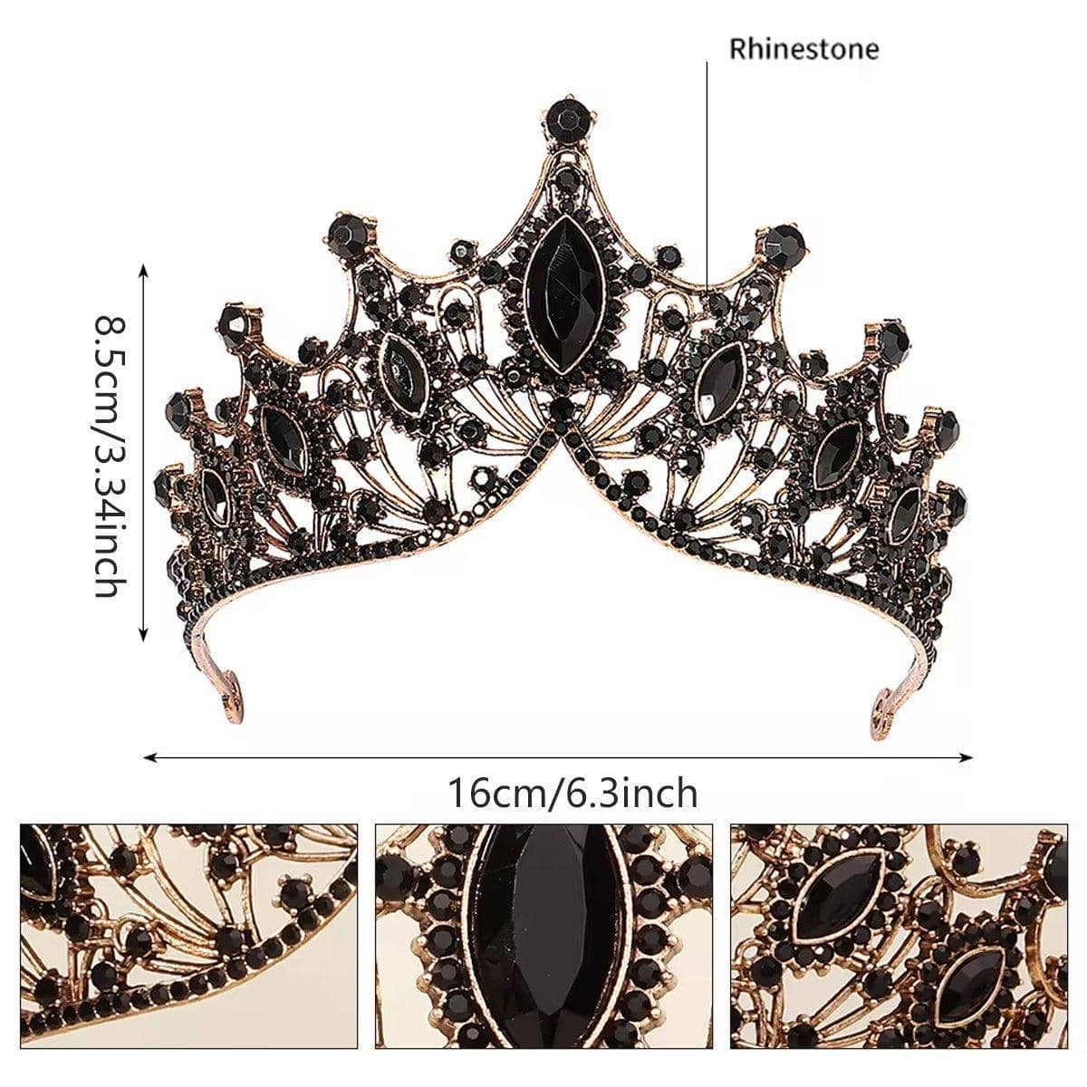 Baroque Style Bridal Tiara Crown, Wedding Party Headpiece for Women - view 3