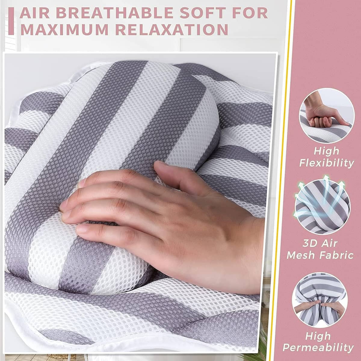 Bath Pillow Non Slip with Suction Cups for Bathroom and Spa Relaxation - view 4