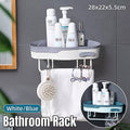 Bathroom Corner Shower Shelf, No-Drill Triangle Caddy - White - view 2