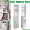 Bathroom Corner Storage Rack Durable Floor Standing Space Saving Rack - Slatted Front - view 2
