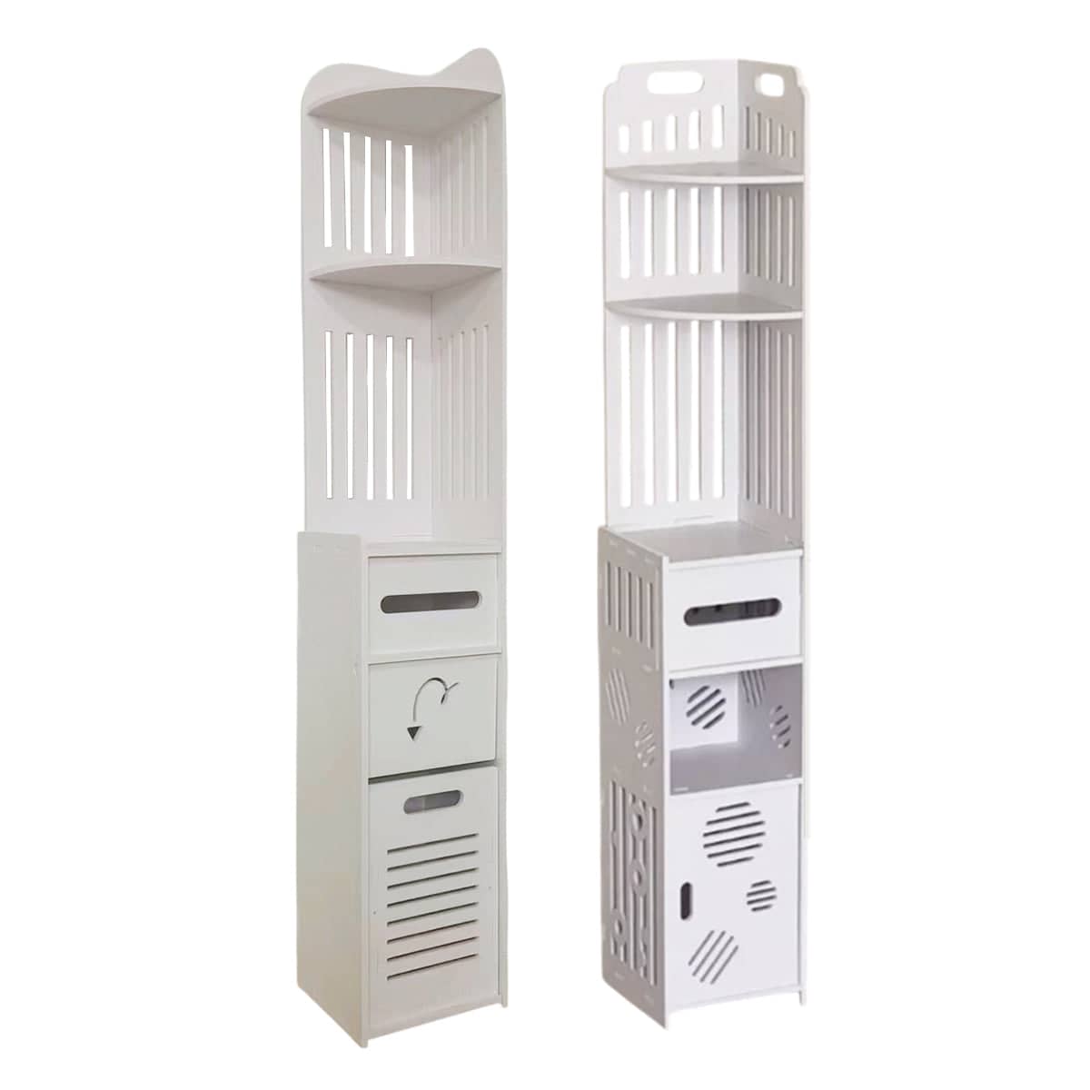Bathroom Corner Storage Rack Durable Floor Standing Space Saving Rack - Slatted Front - view 3