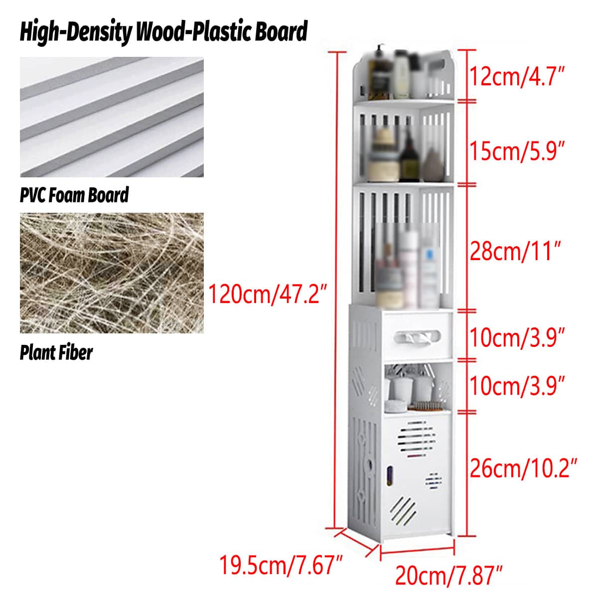 Bathroom Corner Storage Rack Durable Floor Standing Space Saving Rack - Slatted Front - view 5