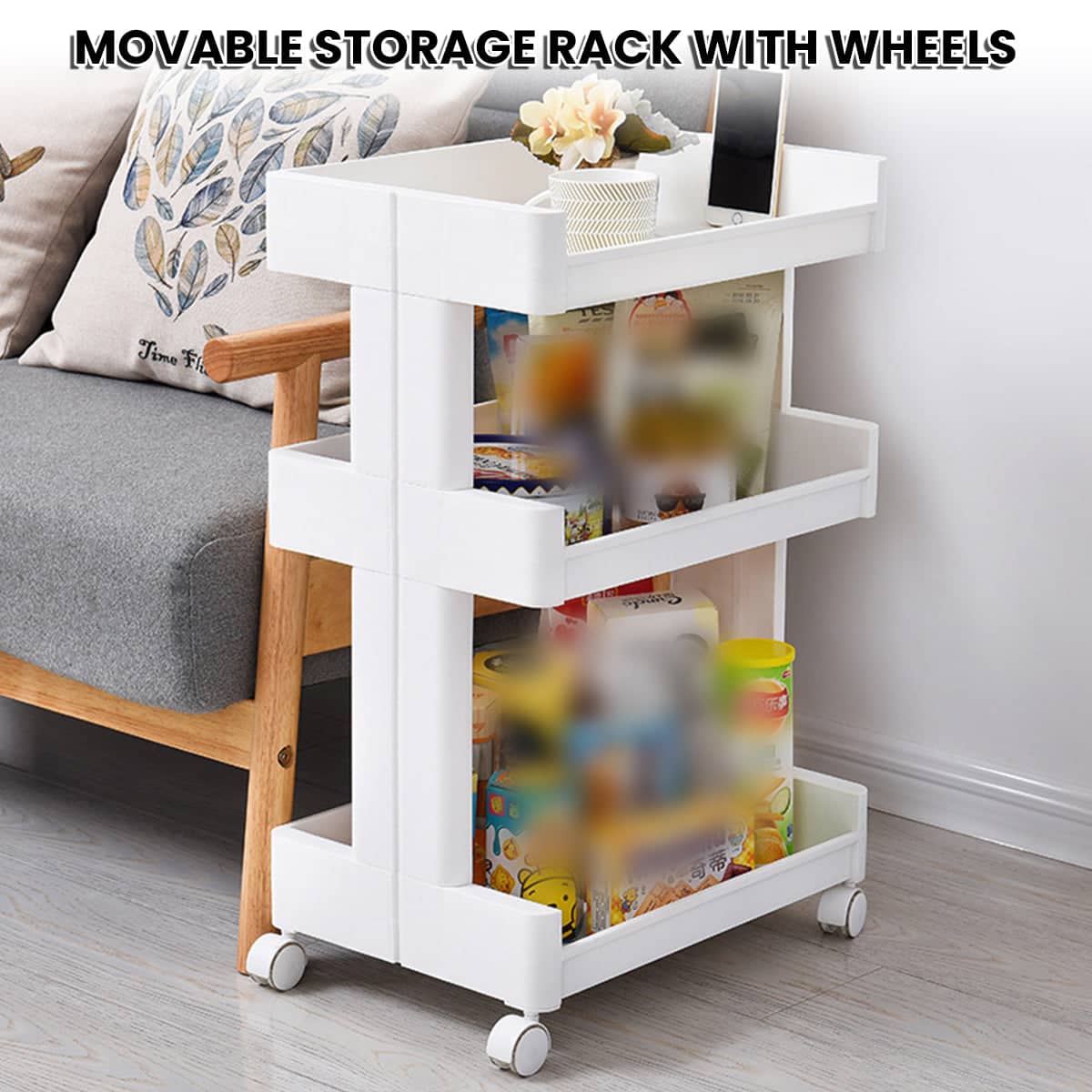 Bathroom Multi-Tier Mobile Storage Rack with Wheels, Space Saving - Regular Version - view 5