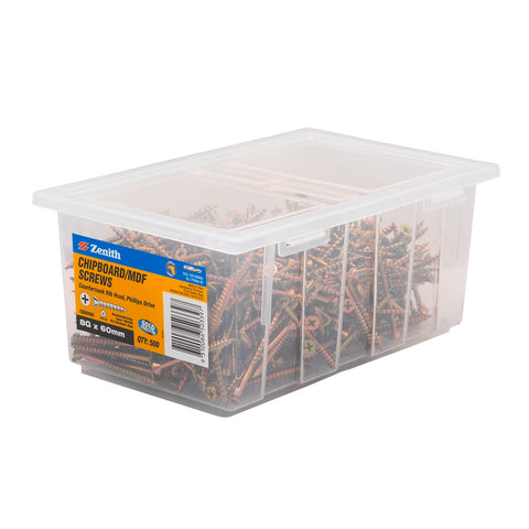 Zenith 8G x 60mm Gold Countersunk Rib Head Chipboard Screws Coarse Thread 500 Pack