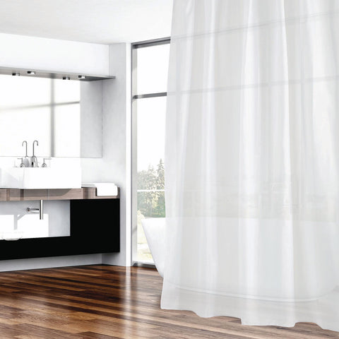 Barelli 180 x 180cm White Polyester Shower Curtain, Plain, 12 Rings