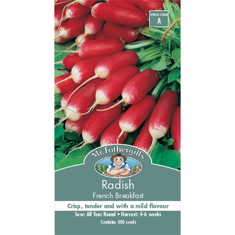 Mr Fothergill French Breakfast Radish Seeds 75mm Red Crisp Flavor - SuperSaverAU - view 1