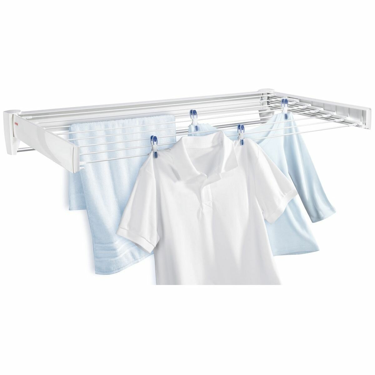 Leifheit Telegant 81 Wall-Mount Dryer - Eight Rails, 8.1m Drying Space, Hand-Towel Bar, White - L83100