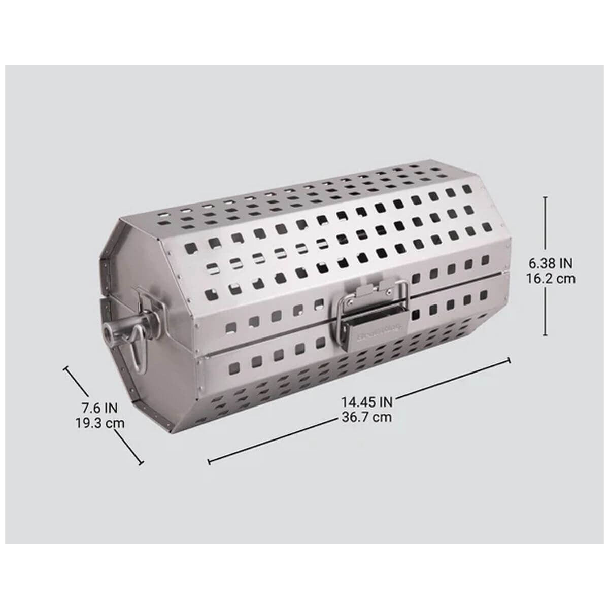 Broil King stainless steel rotisserie tumble basket - suits most rotisserie systems - hands-free - 64875