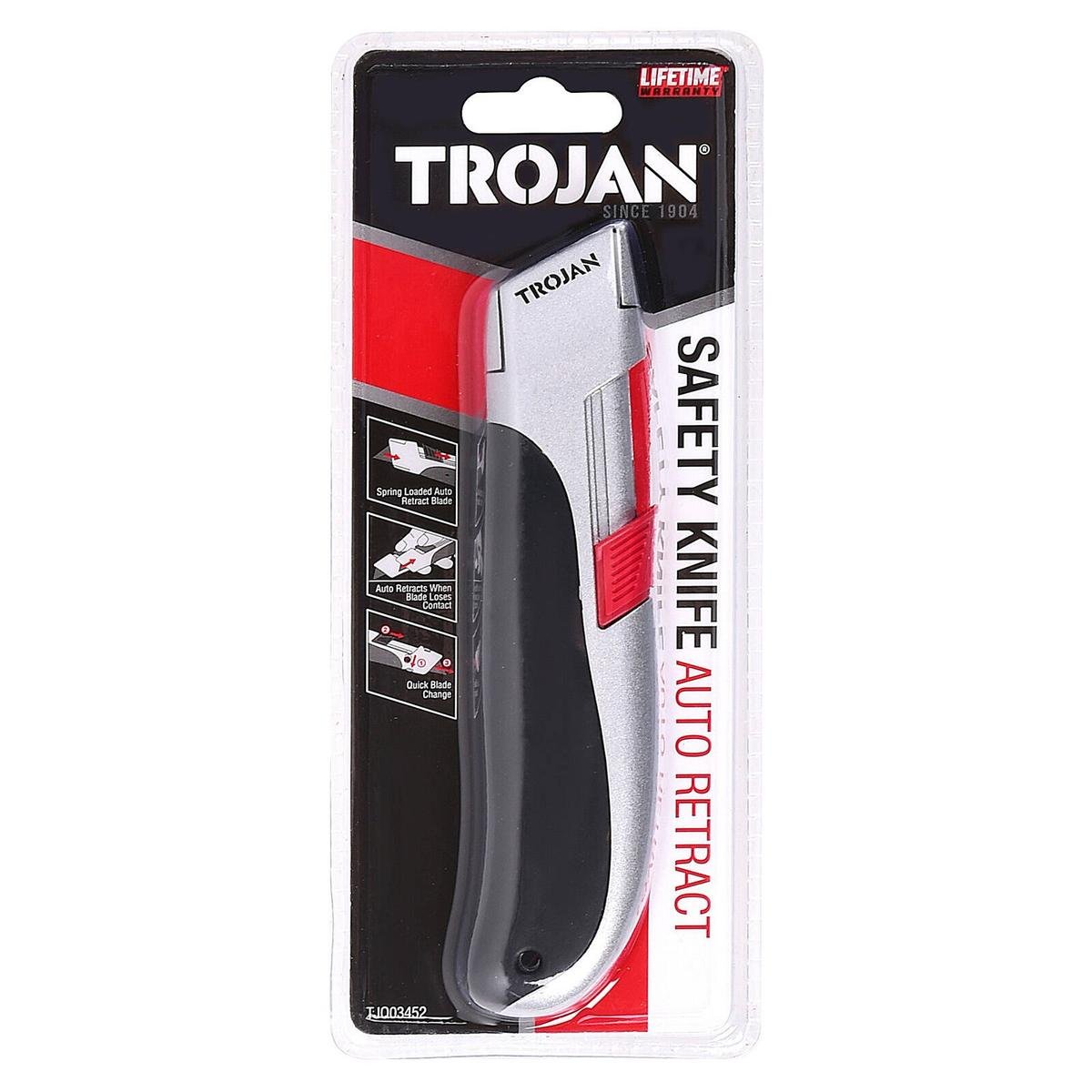 Trojan Auto Retract Safety Knife - 78mm - Spring Loaded - DIY Use - SuperSaverAU - view 1