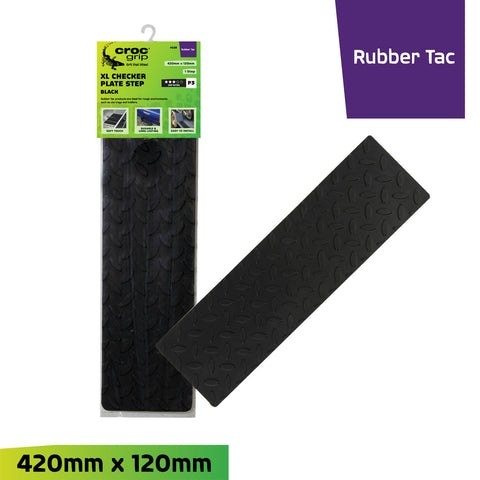 Croc Grip 420mm x 120mm Checker Plate Rubber Step - Black
