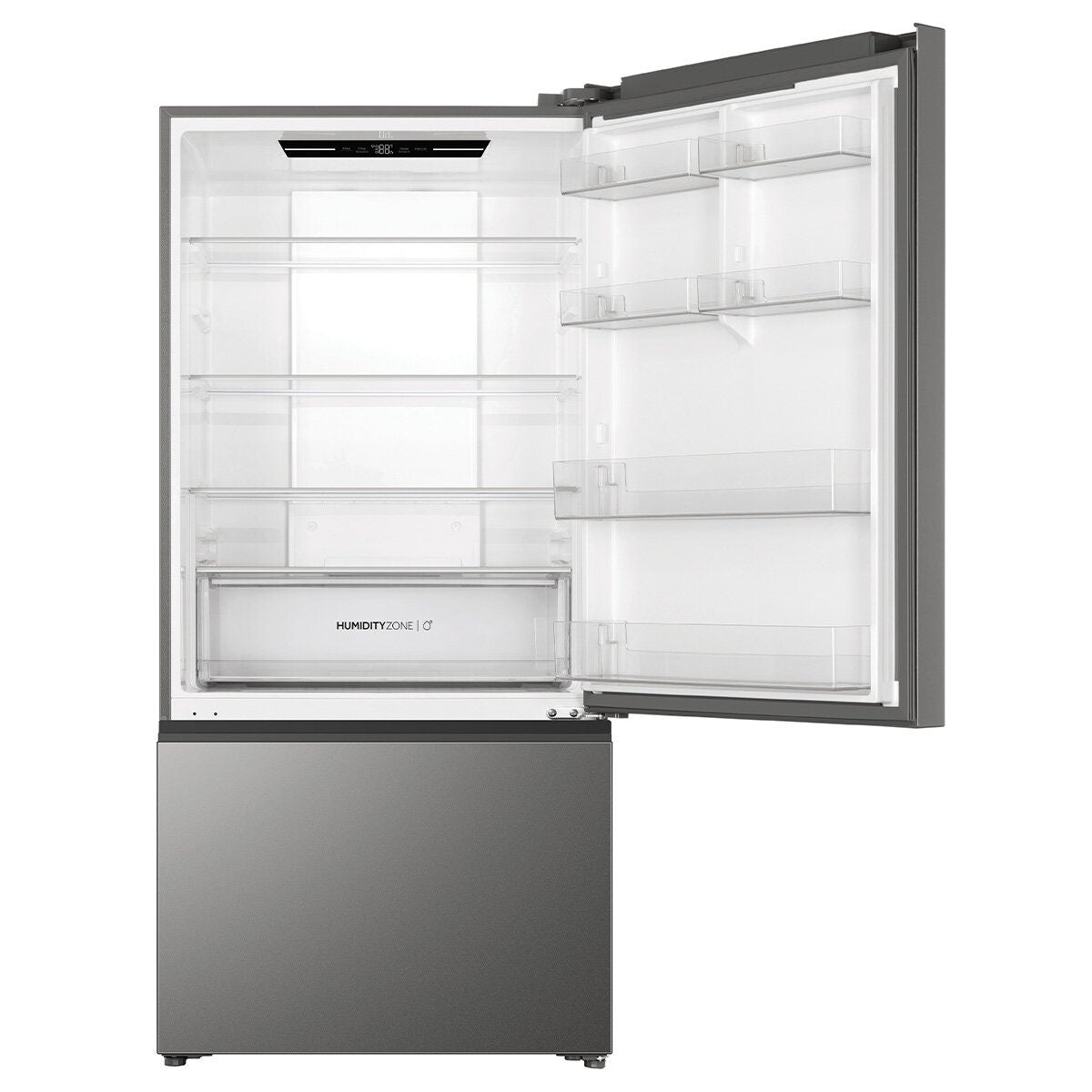 Haier 517L Bottom Mount Fridge - Satina Silver, 5.5 Star Energy, Reversible Door - HRF510BS