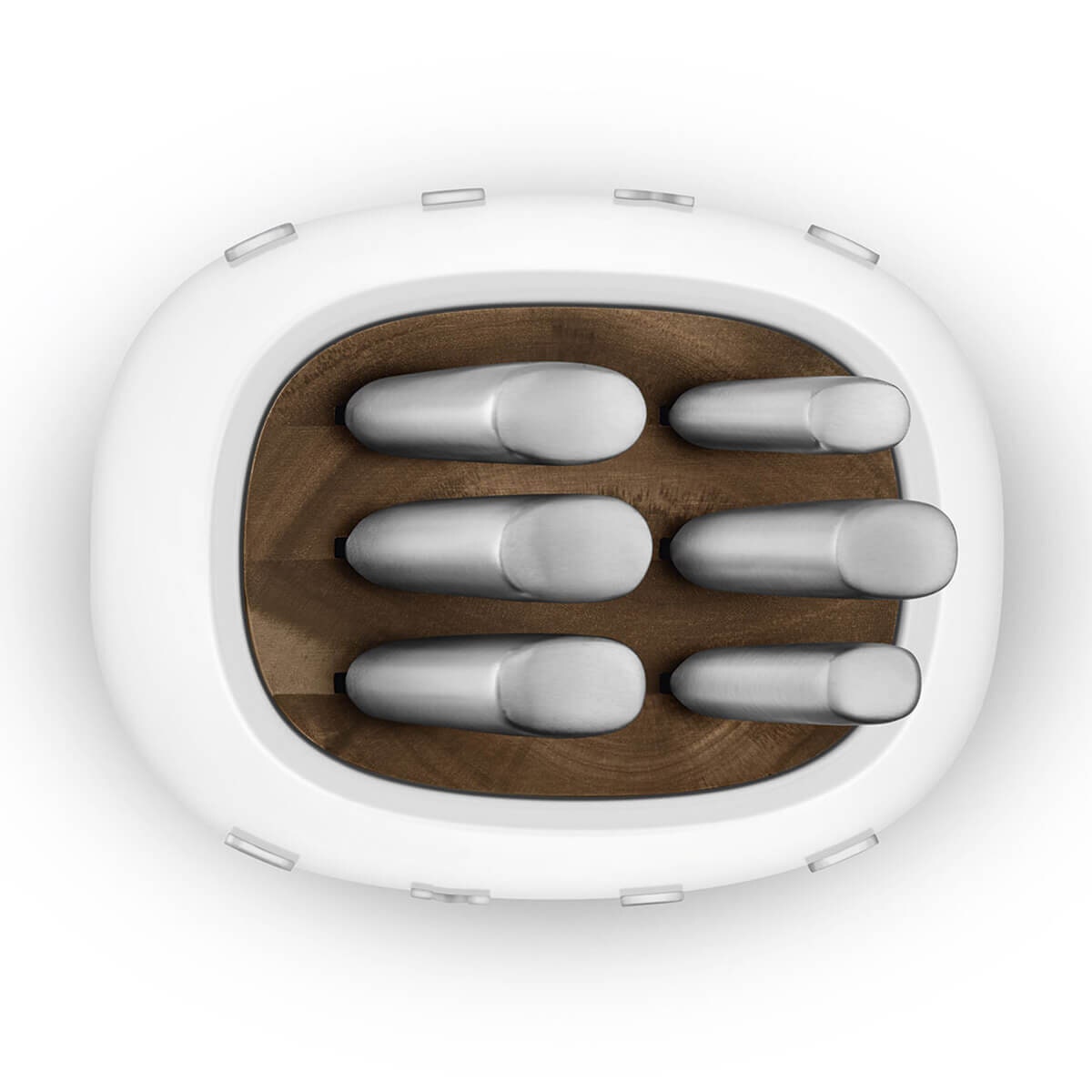 Smeg 50s Retro Style 6 Piece Knife Block Set - White with Acacia Wood Top - KBSF02WH