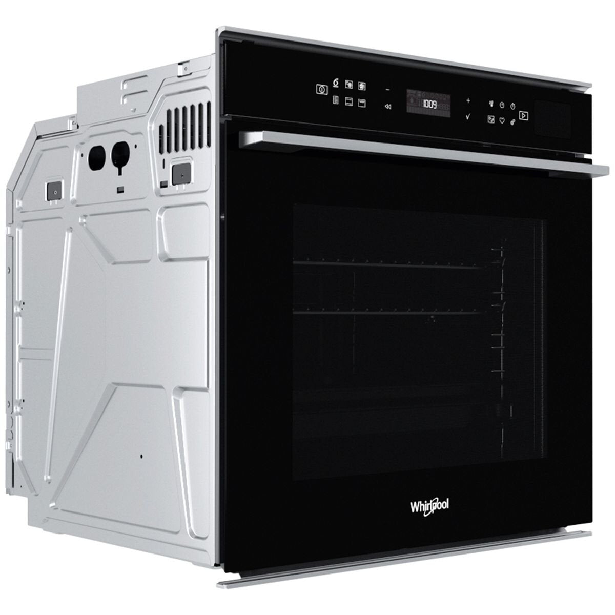 Whirlpool 60cm Pyrolytic Oven with SteamSense - 73L Gross, 6th Sense, Ready2Cook, Black - W7OSPBLAUS