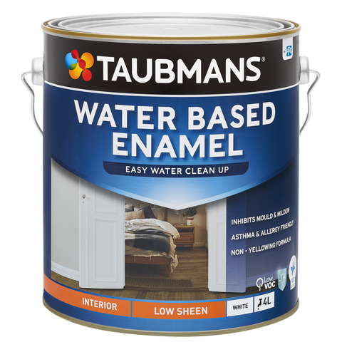 Taubmans 4L White Low Sheen Water Based Enamel Paint - 4L - Mould Resistant - SuperSaverAU - view 1