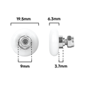 Rolltrak 19mm White Acetal Convex Roller With Threaded Stud - Wardrobe Door
