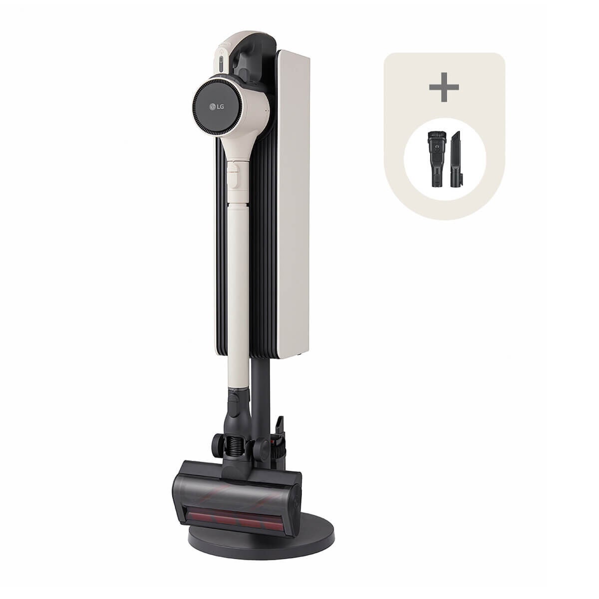 LG CordZero stick vacuum cleaner - 220W suction, auto-emptying compact tower, beige - A9L-AIR