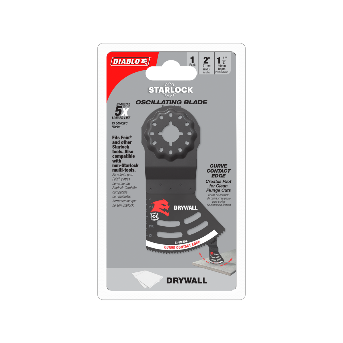 Diablo Multi Tool Blade 40mm x 51mm Drywall - Bi-Metal - 5X Longer Life - SuperSaverAU - view 1