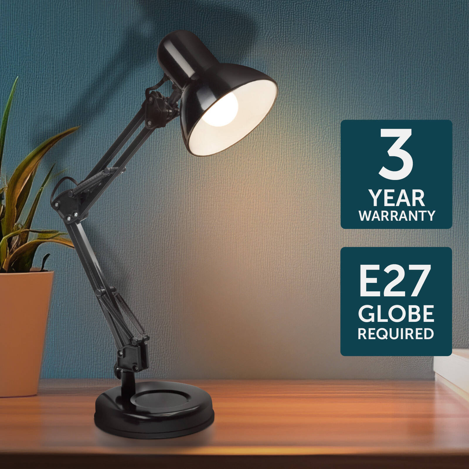 Brilliant Flexi Lloyd XL Black E27 Desk Lamp with Adjustable Head 20986/06