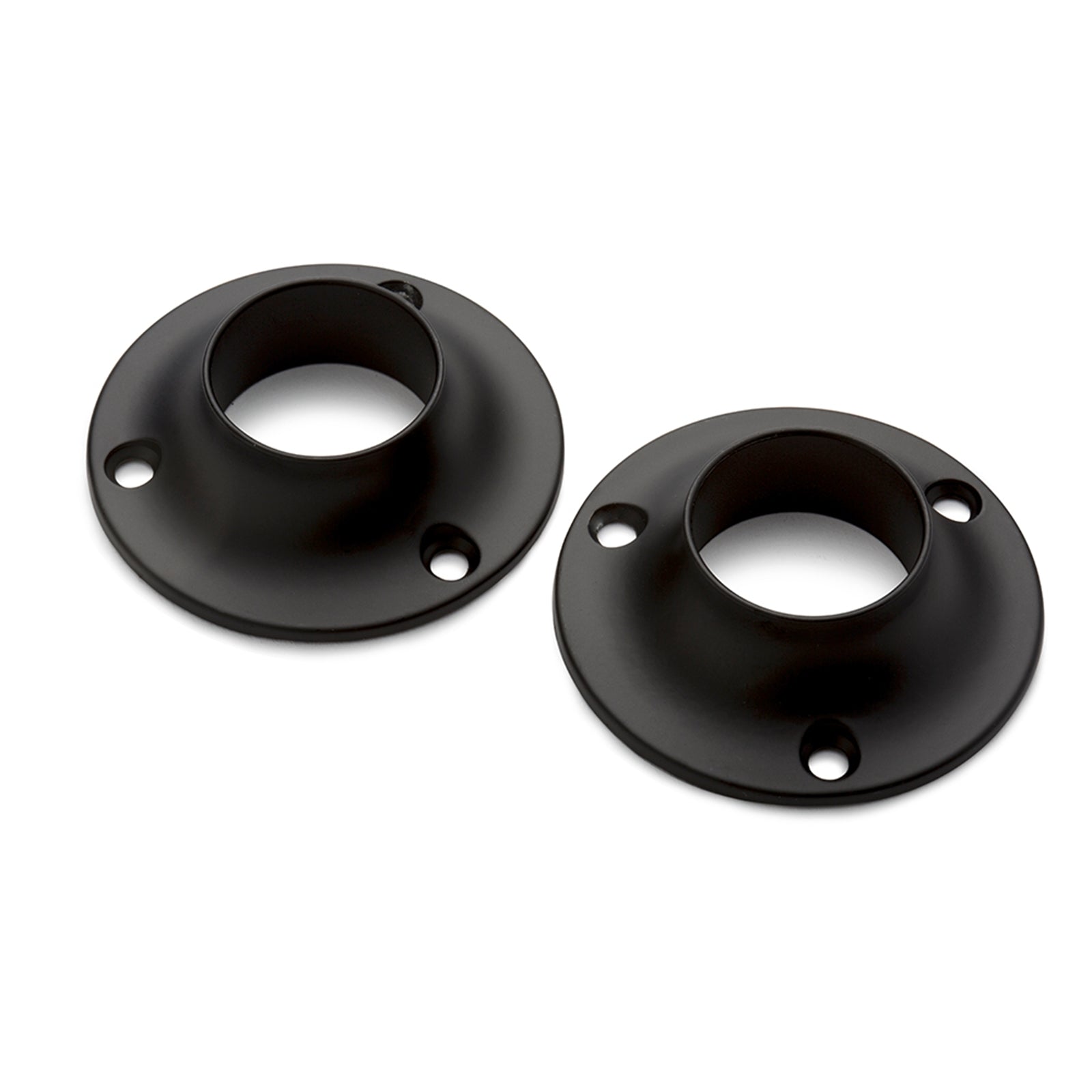 Sandleford 25mm Matte Black Steel Rod Fitting Round Flange 2 Pack