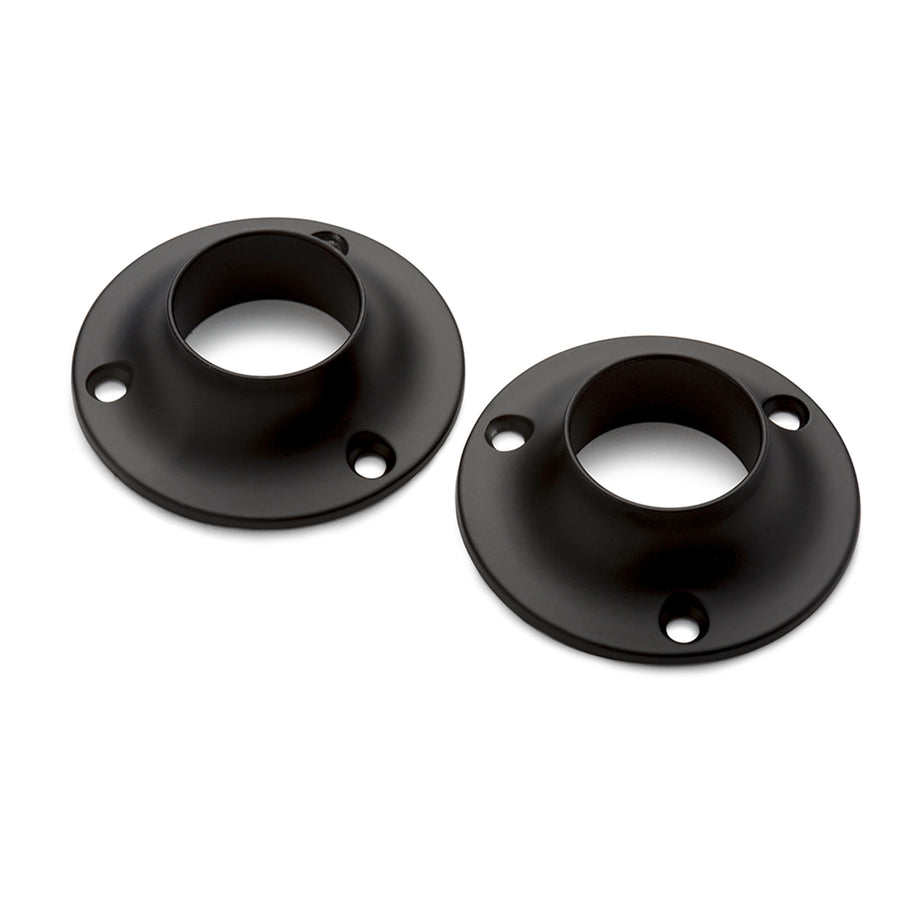 Sandleford 25mm Matte Black Steel Rod Fitting Round Flange 2 Pack
