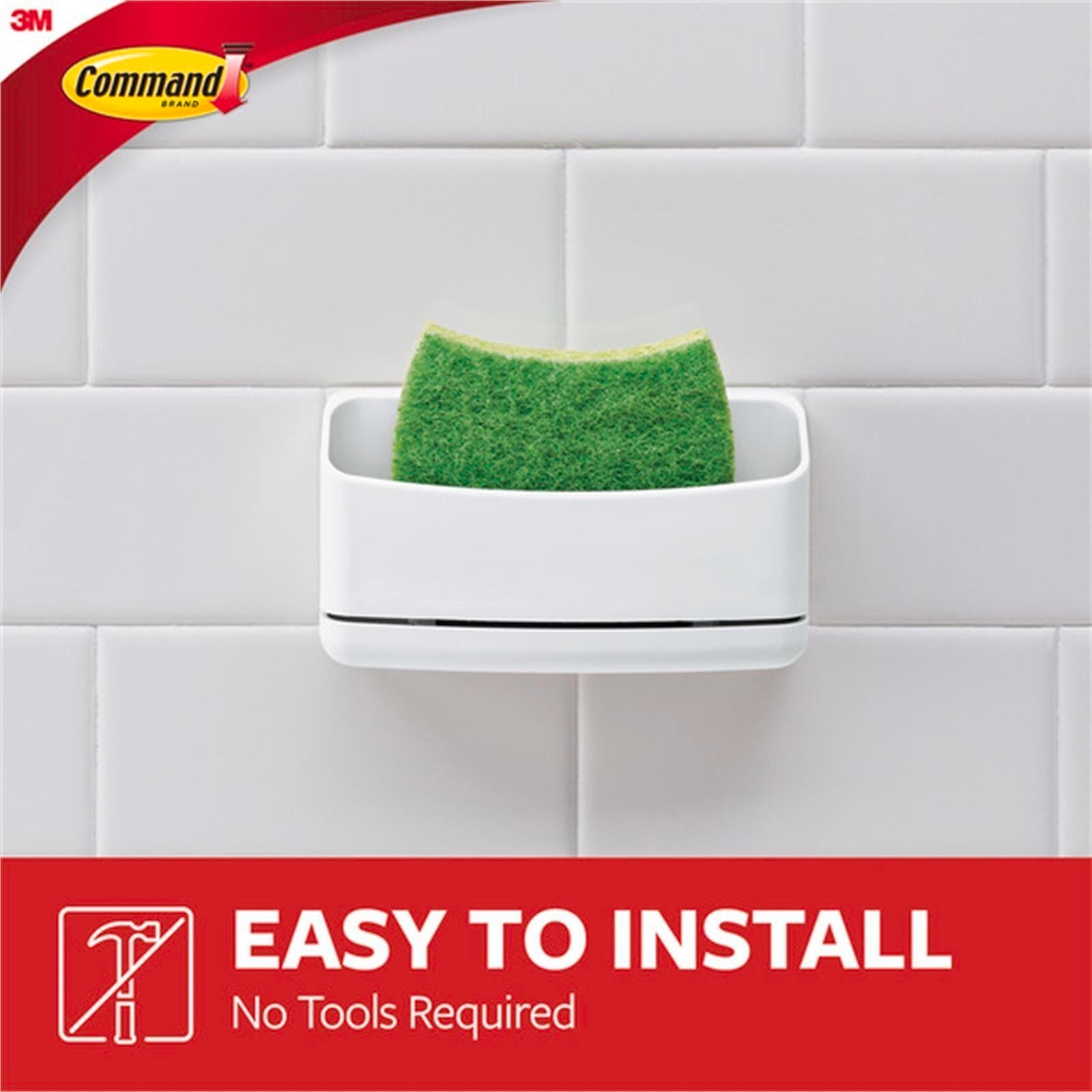 Command White Plastic Self Adhesive Under Sink Sponge Caddy