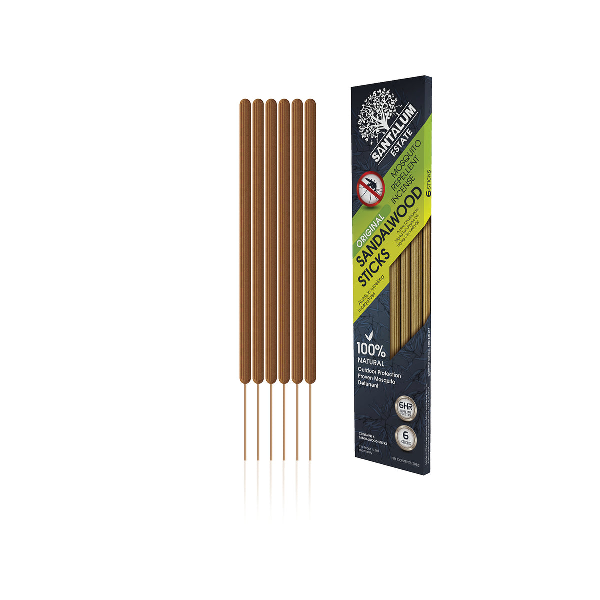 Santalum Large Sandalwood Incense Sticks - 6 Pack Outdoor