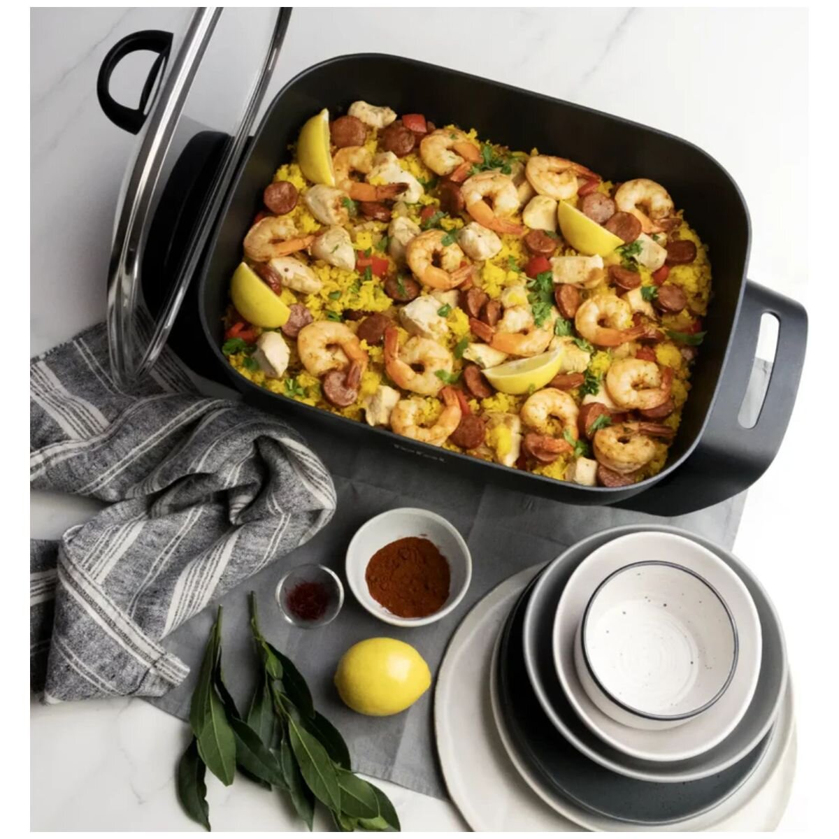 Tefal Easy Banquet 7L Electric Frypan - 2200W, Non-Stick, Integrated Lid Holder, Black - KC6018
