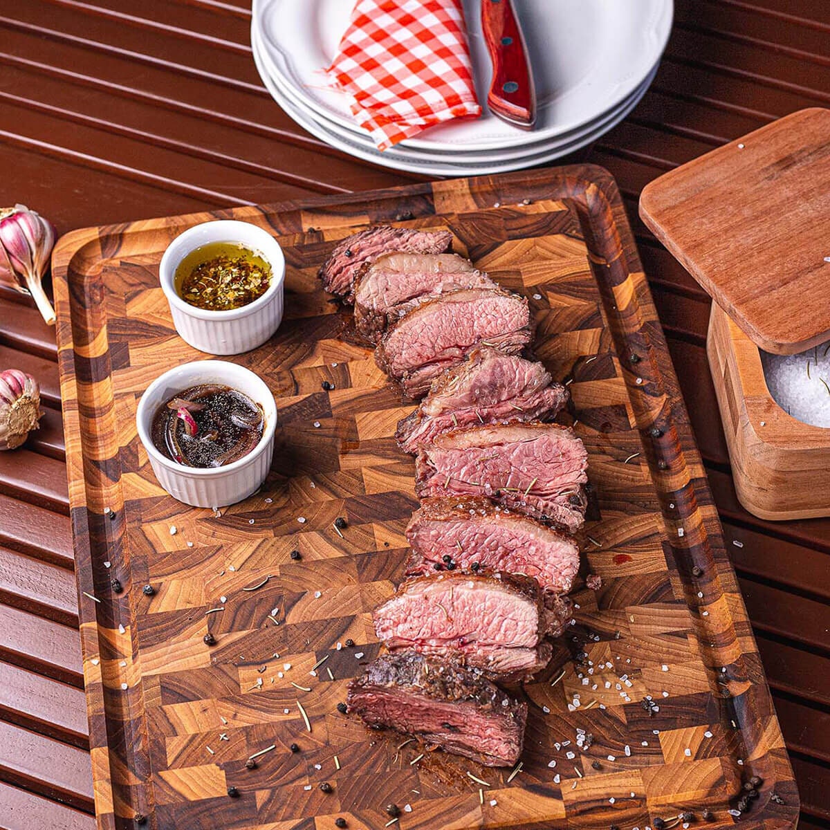Tramontina Churrasco FSC Teak Wood Cube End Grain BBQ Board - 2.5kg - Natural Finish - 13422351