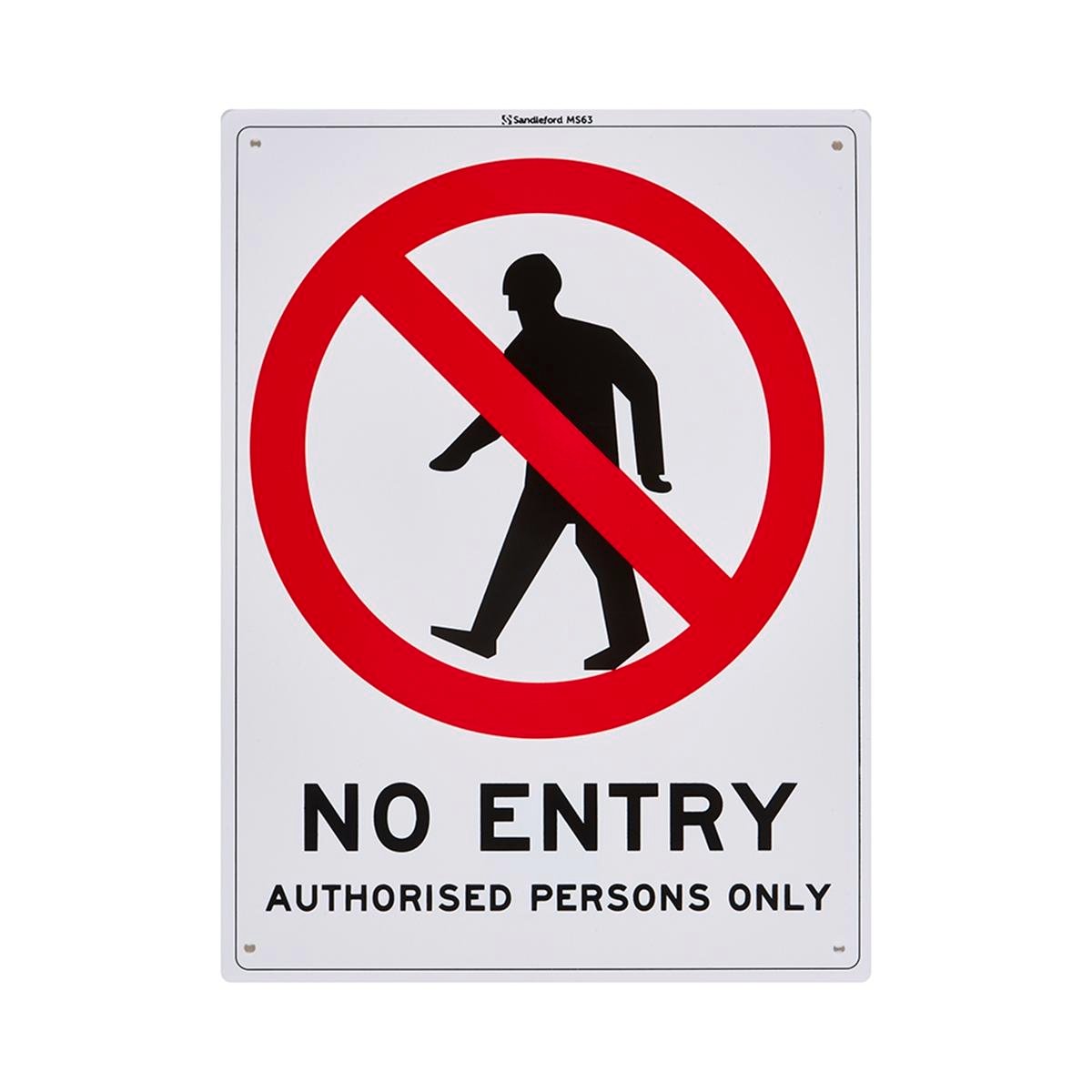 Sandleford No Entry Sign 300 x 225mm Polypropylene UV Resistant - SuperSaverAU - view 1