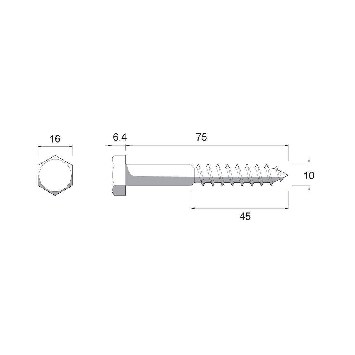 Zenith Hot Dip Galvanised Hex Head Coach Screws M10 x 75mm 25 Pack - SuperSaverAU - view 4