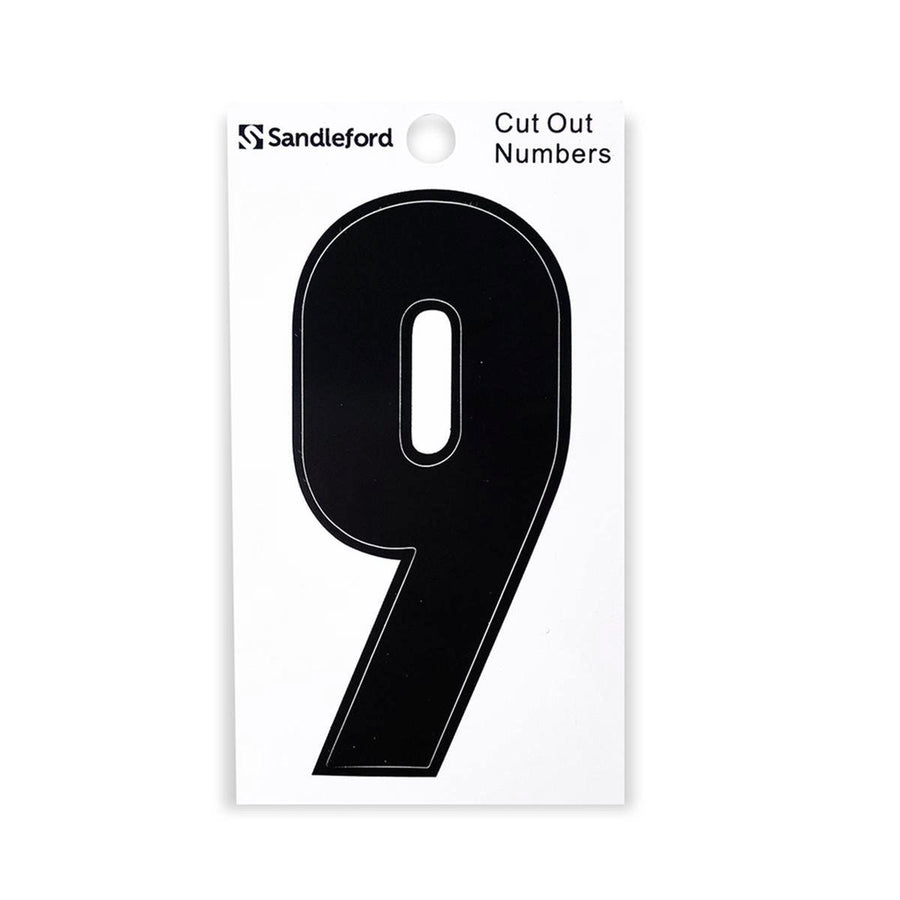 Sandleford 85mm Black Cut Out Self Adhesive House Number 9 - SuperSaverAU - view 1