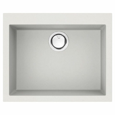 Artusi Granitek Series Single Bowl Sink - White Granite and Acrylic Resin, Top or Undermount - AGS611W