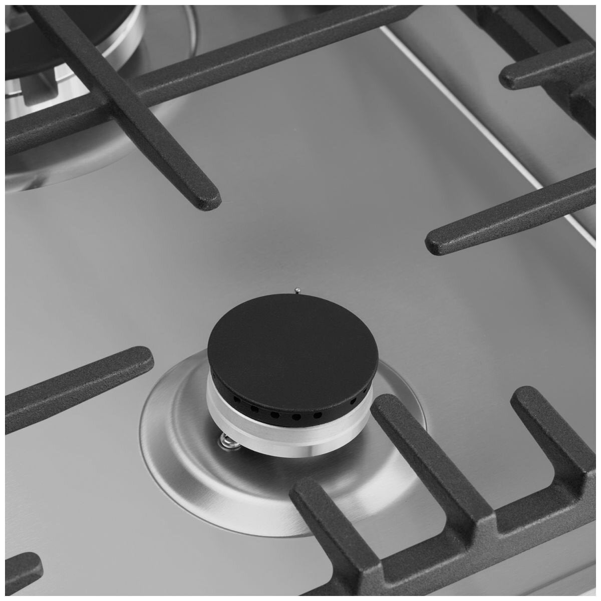 Omega 60cm Natural Gas Cooktop - Stainless Steel, Wok Burner, SafeSlide Cast Iron Trivets - OCG604WX